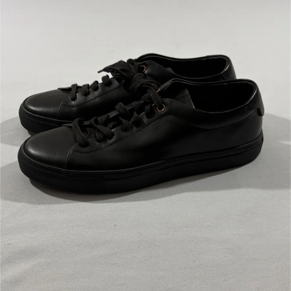 Good Man Edge Lo Top Sneaker Black Nappa Leather Mono Italy Mens Shoes Sz 7